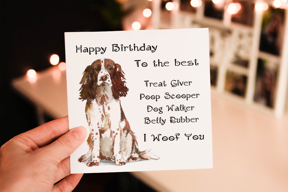 English Springer Spaniel Birthday Card, Dog Birthday Card